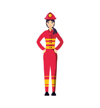 firefighter professional female avatar character vector illustration designのイラスト素材