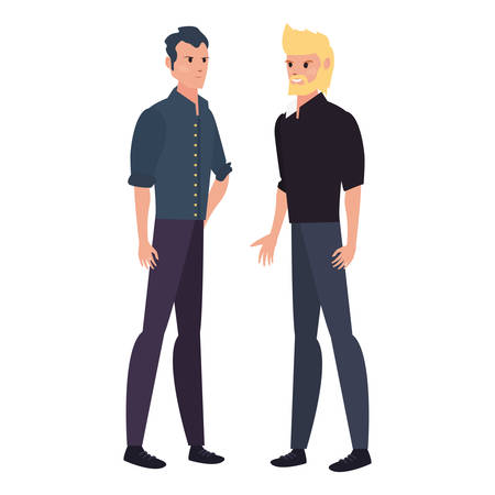 two men characters male standing on white background vector illustrationのイラスト素材