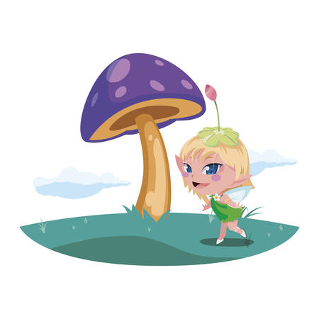 beautiful magic fairy in the camp vector illustration designのイラスト素材
