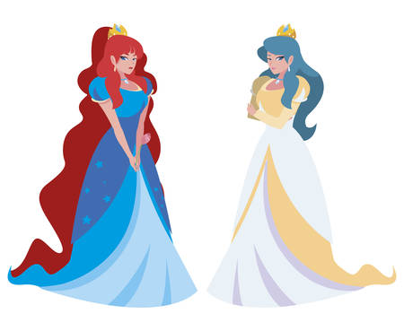 beautiful princesses of tales characters vector illustration designのイラスト素材