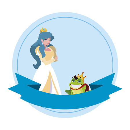 beautiful princess and toad prince of tales character vector illustration designのイラスト素材