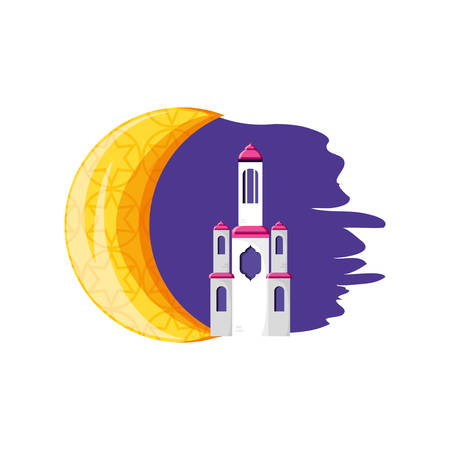 mosque castle with moon ramadan kareem vector illustration designのイラスト素材
