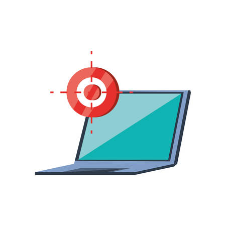 laptop computer with target isolated icon vector illustration designのイラスト素材