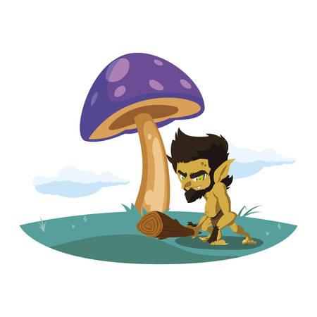 caveman gnome in the camp magic character vector illustration designのイラスト素材