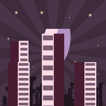 futuristic city urban space night vector illustration designのイラスト素材
