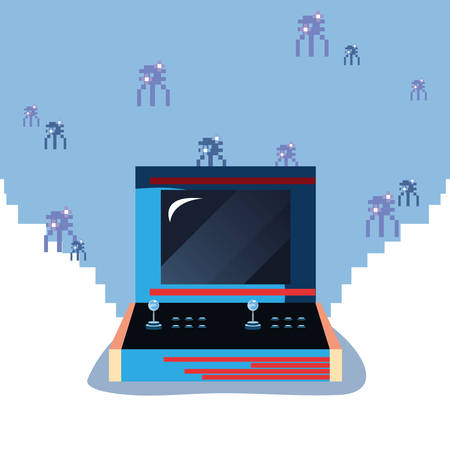 arcade machine aliens video game retro background vector illustrationのイラスト素材
