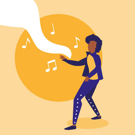 black tropical musician character vector illustration designのイラスト素材