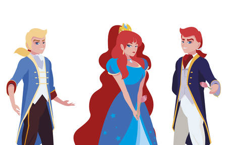 beautiful princess with princes of tales characters vector illustration designのイラスト素材