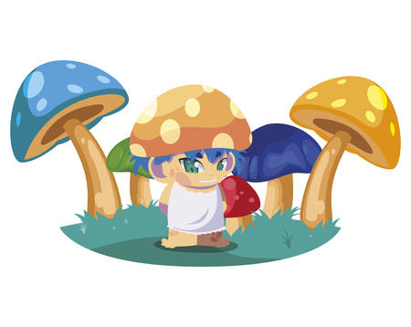 fungu elf in garden magic character vector illustration designのイラスト素材