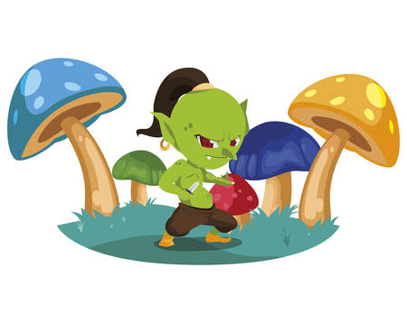 ugly troll in the camp magic character vector illustration designのイラスト素材