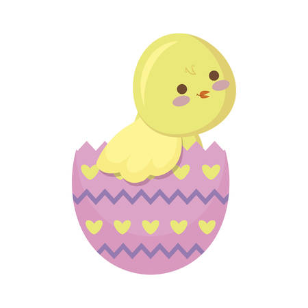 cute chicken of easter in egg vector illustration designのイラスト素材