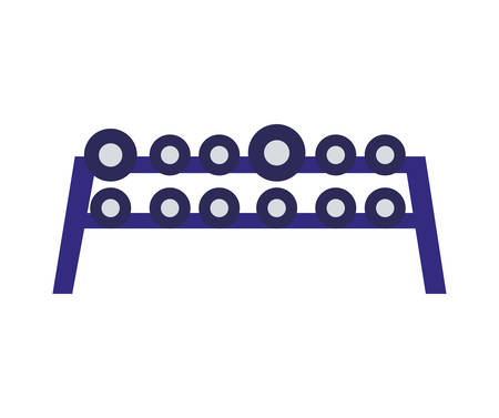 dumbbells weight lifting in platform equipment vector illustration designのイラスト素材