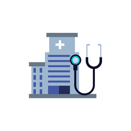 stethoscope medical with hospital facade vector illustration designのイラスト素材