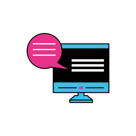 desktop with chat bubbles app vector illustration designのイラスト素材