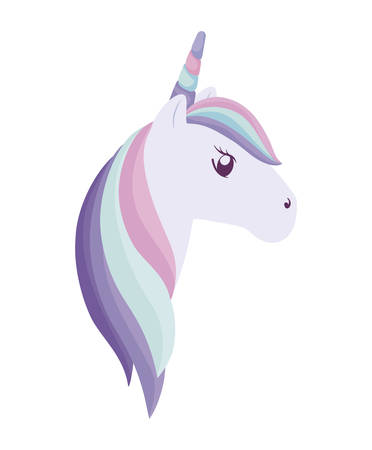 head of cute unicorn isolated icon vector illustration designのイラスト素材