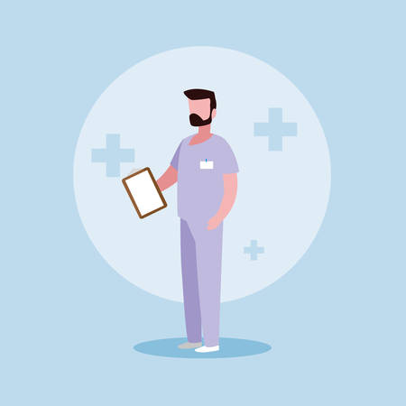 doctor profession with uniform and clipboard vector illustration designのイラスト素材