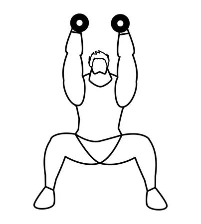 athletic man weight lifting character vector illustration designのイラスト素材