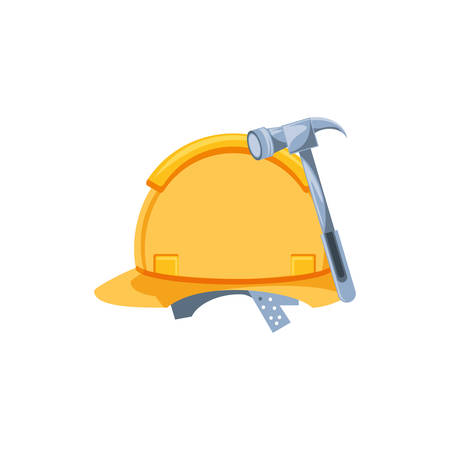 helmet construction protection with hammer vector illustration designのイラスト素材