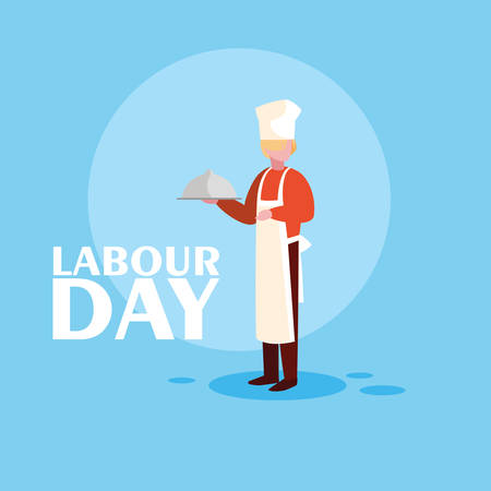 labour day celebration with professional chef vector illustration designのイラスト素材
