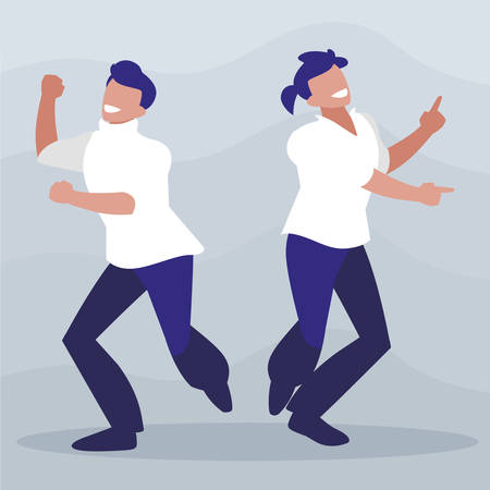 young dancers couple disco style characters vector illustration designのイラスト素材