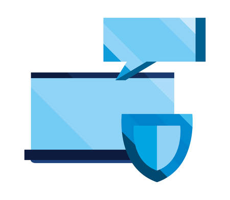 laptop shield protection message cybersecurity data vector illustrationのイラスト素材