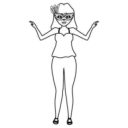 beautiful woman with carnival mask vector illustration designのイラスト素材