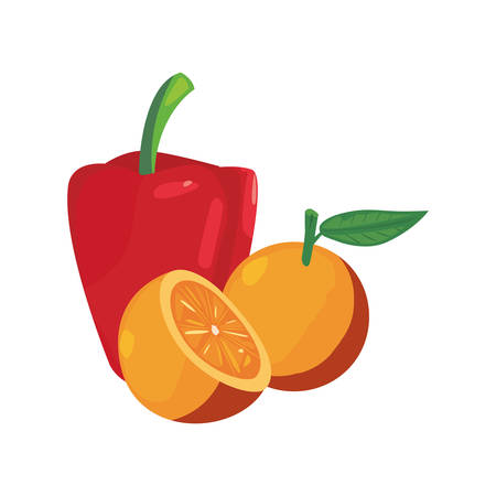 orange pepper bell fresh food vector illustrationのイラスト素材