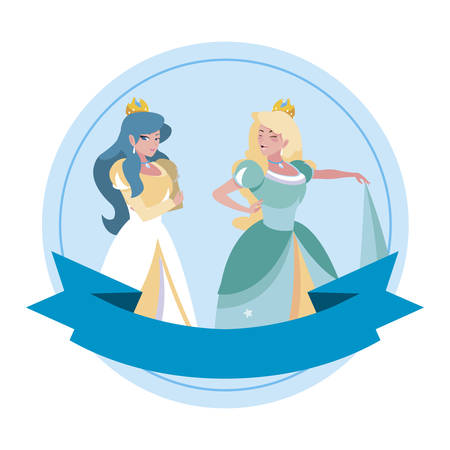 beautiful princesses of tales characters vector illustration designのイラスト素材
