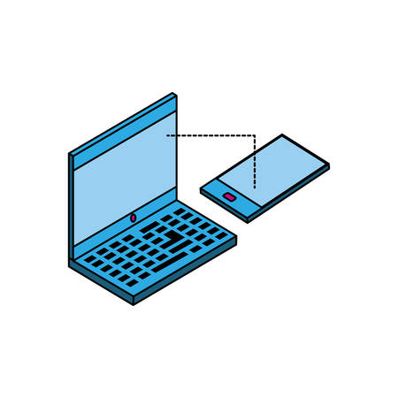 smartphone with laptop computer vector illustration designのイラスト素材