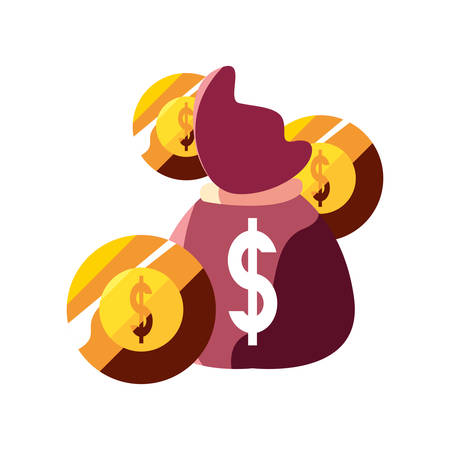 money bag coins dollar currency vector illustrationのイラスト素材
