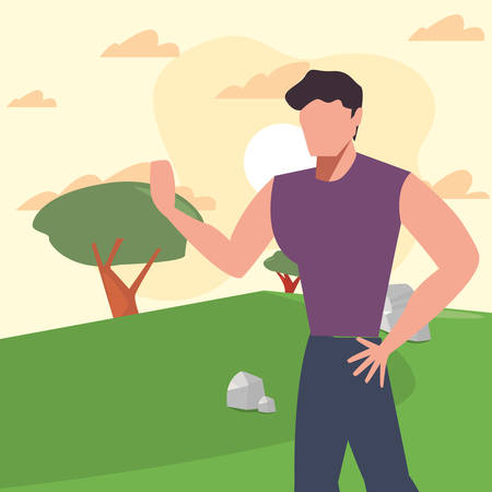 man standing in the park activity outdoors vector illustrationのイラスト素材