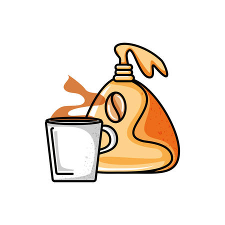 bag with cup coffee isolated icon vector illustration designのイラスト素材