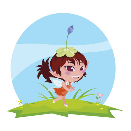 beautiful magic fairy character in the camp vector illustration designのイラスト素材
