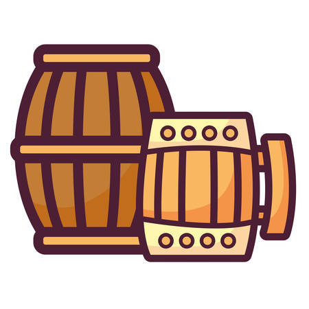 beer wooden jar and barrel with clover vector illustration designのイラスト素材
