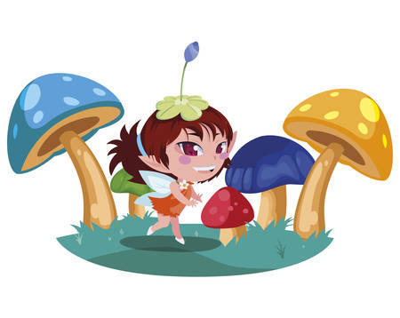 beautiful magic fairy in the camp vector illustration designのイラスト素材