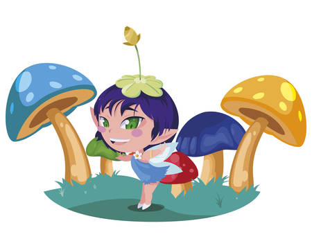 beautiful magic fairy in the camp vector illustration designのイラスト素材