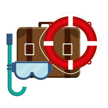 suitcase travel with snorkel and float vector illustration designのイラスト素材