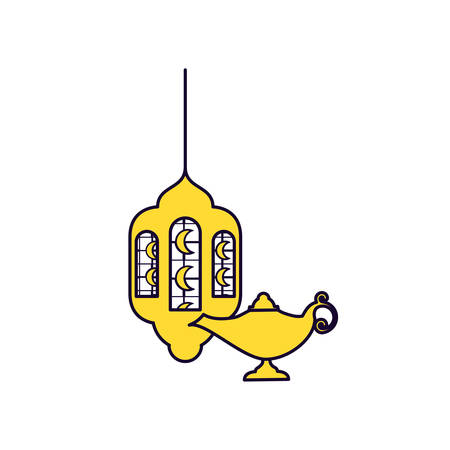 Ramadan Kareem lamp with moon vector illustration designのイラスト素材