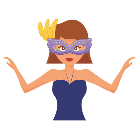 beautiful woman with carnival mask vector illustration designのイラスト素材
