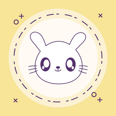 head of cute little rabbit baby in frame circular vector illustration designのイラスト素材