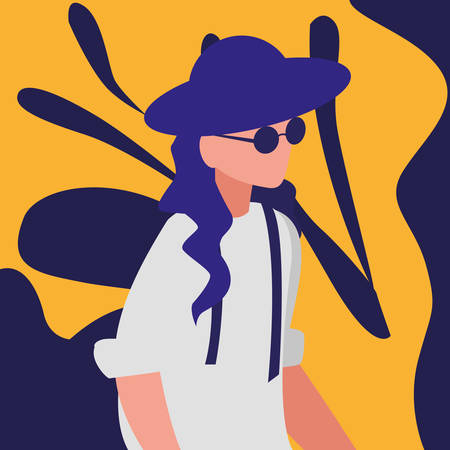 musician classic with hat and sunglasses avatar character vector illustration designのイラスト素材