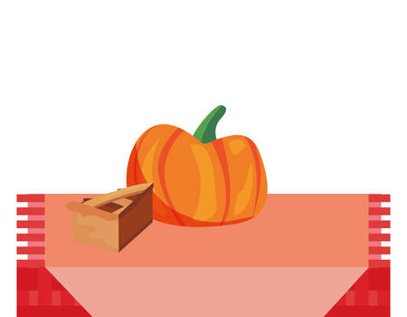 dinner room pie pumpkin thanksgiving celebrate vector illustrationのイラスト素材