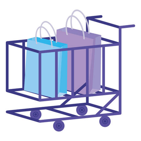 shopping cart with shopping bags vector illustration designのイラスト素材