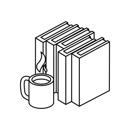 pile text books with coffee cup vector illustration designのイラスト素材