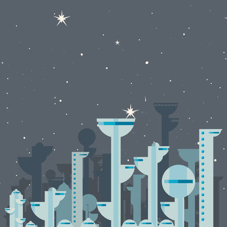 futuristic city building urban  vector illustration designのイラスト素材
