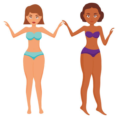beautiful women with swimsuits vector illustration designのイラスト素材