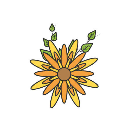 beautiful flower natural with leafs vector illustration designのイラスト素材