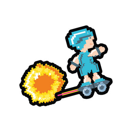 video game avatar pixelated with skateboard vector illustration designのイラスト素材