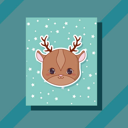 cute deer animals card vector illustrationのイラスト素材