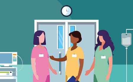 group of doctors females in operating theater vector illustration designのイラスト素材